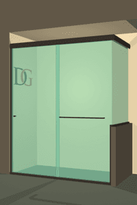 Slider™ Linear Corner Sliding Shower Door with Right Knee Wall-0