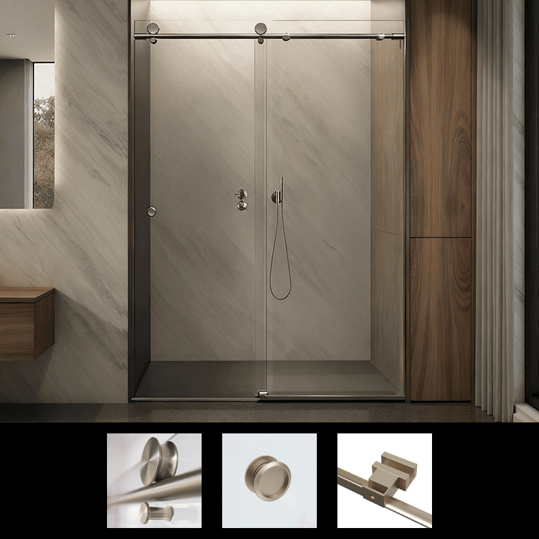 48"x76" Brushed Nickel Metro Inline Frameless Single Sliding Enclosure