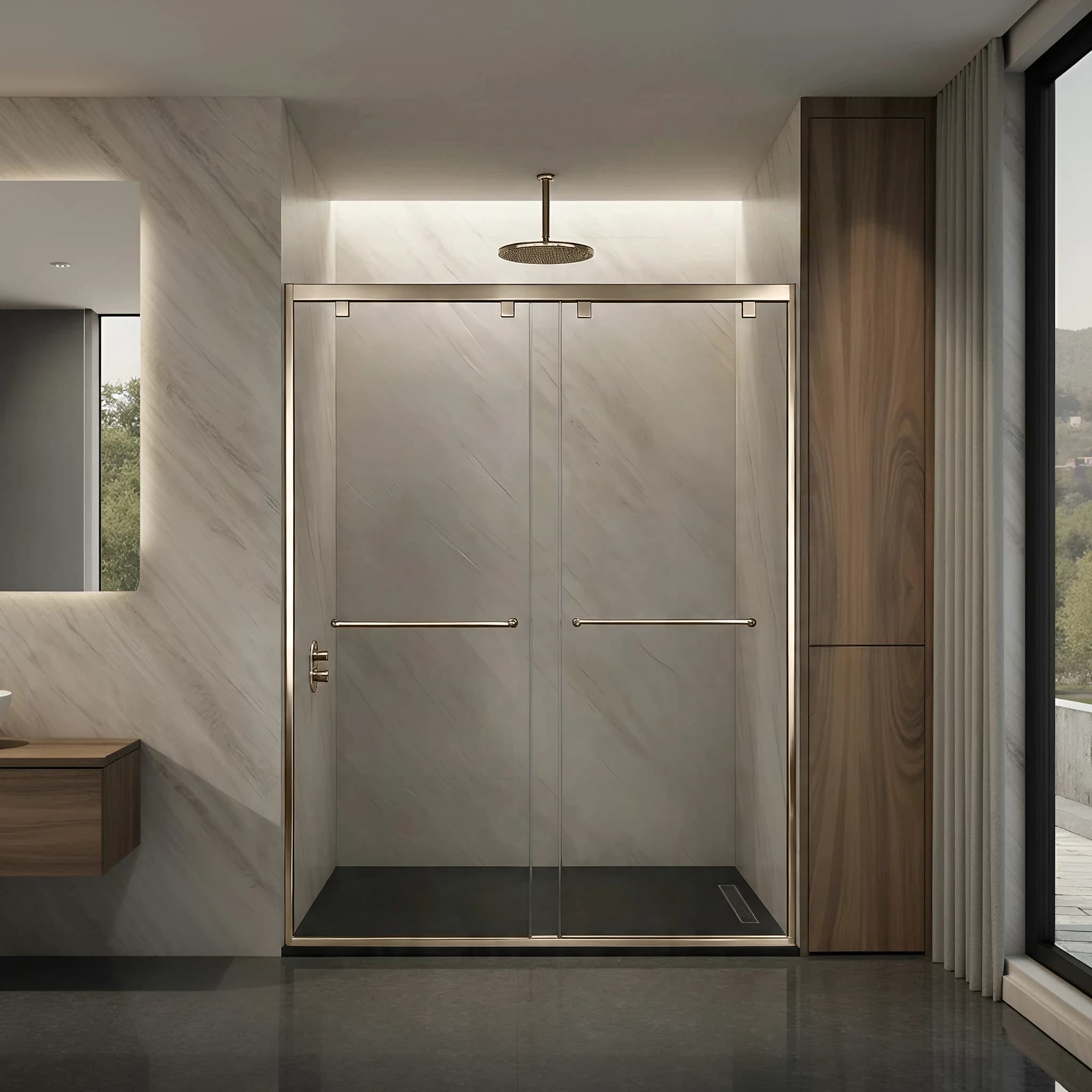 Mona 48" - 52" W x 76" H (1/4" clear) shower door kit