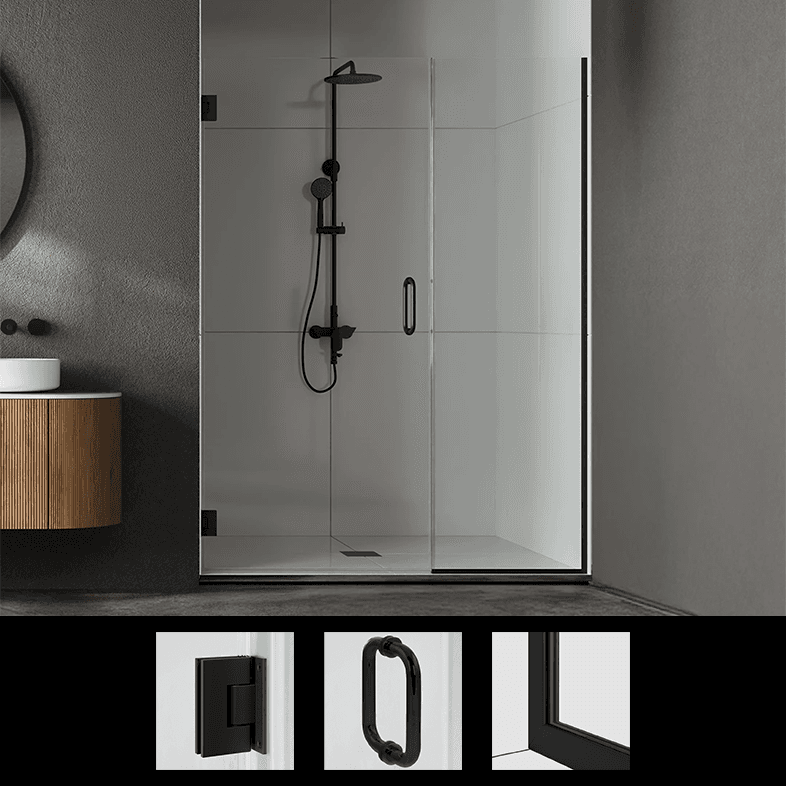 30"x72" Matte Black Prima Frameless Inline Shower Door