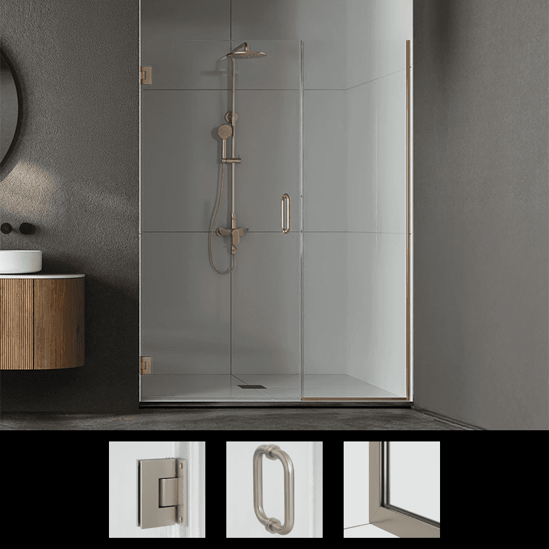 Prima 30" W x 72" H (26" door / 4" inline panel, 3/8" clear) shower door kit