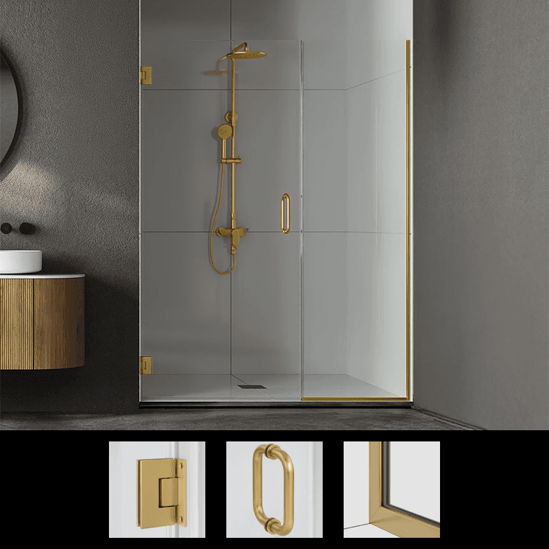 30"x72" Satin Brass Prima Frameless Inline Shower Door