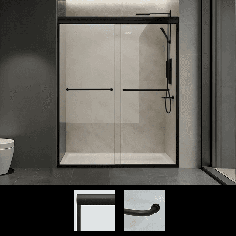 48"x76" Matte Black Sero Inline Semi-Frameless Bypass Sliding Enclosure