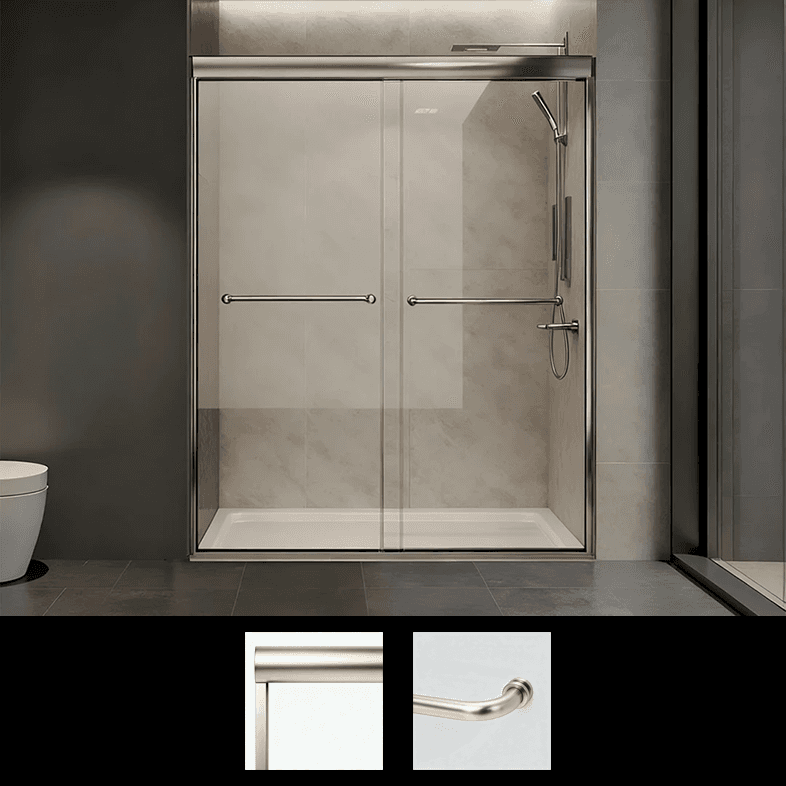 48"x76" Brushed Nickel Sero Inline Semi-Frameless Bypass Sliding Enclosure
