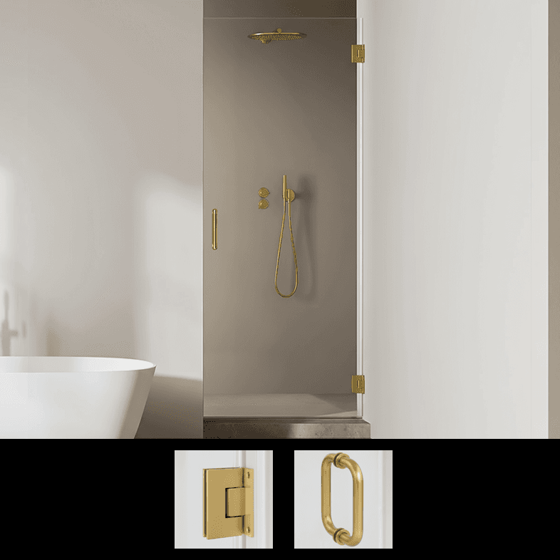 26"x72" Satin Brass Solo Frameless Single Shower Door