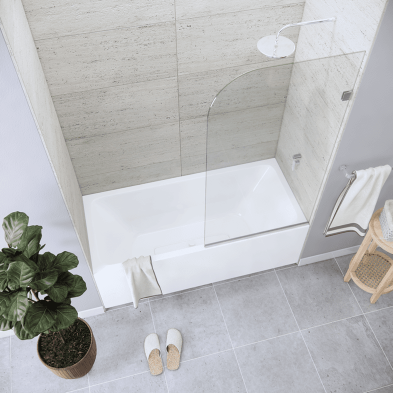 Bathtub Enclosures Fixed Right Side Rounded Single Bathtub Screen-2