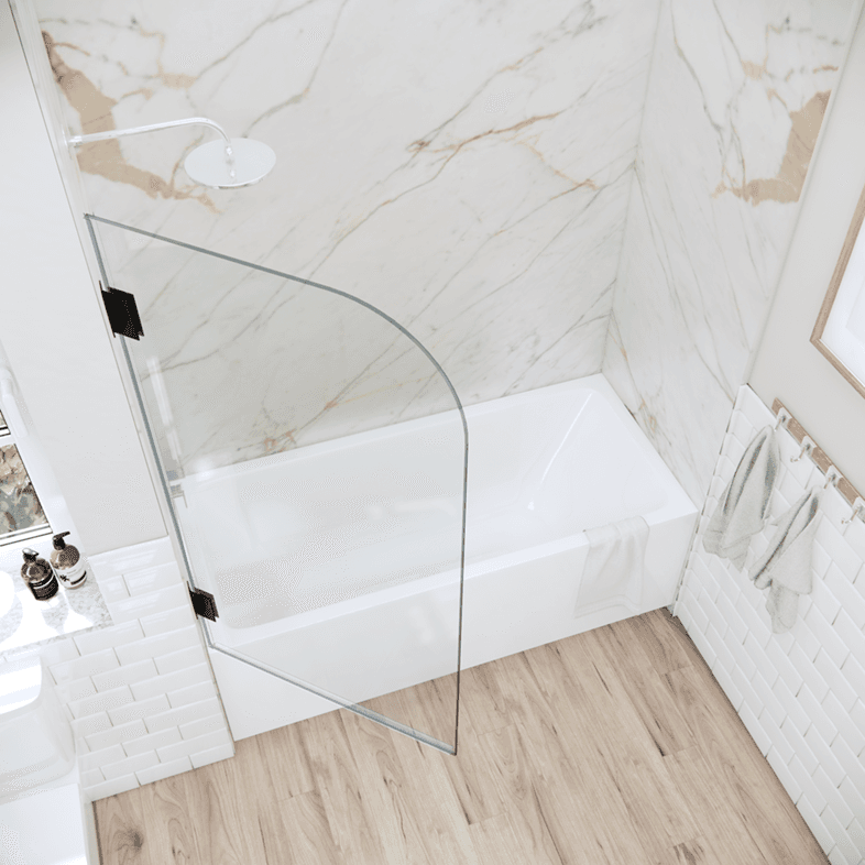 Bathtub Enclosures Right Open Single Swinging Round Bathtub Screen-1