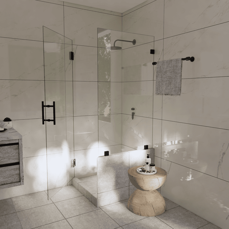 Canto™ Right Open Corner Shower Door with Right Knee Wall-0