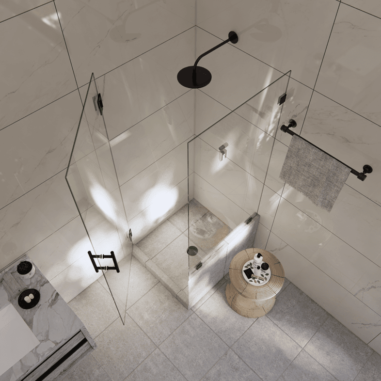 Canto™ Right Open Corner Shower Door with Right Knee Wall-1