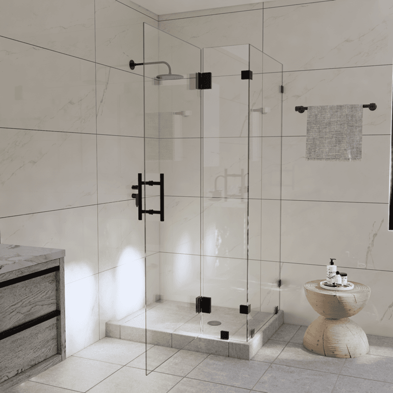 Canto™ Left Open Corner Shower Door with Glass-to-Glass Hinge-0