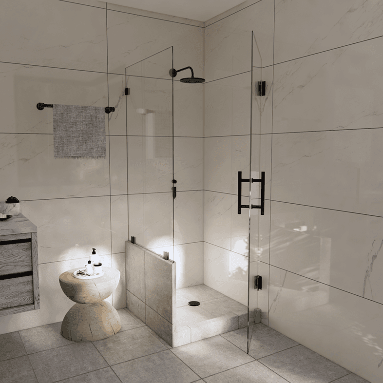 Canto™ Left Open Corner Shower Door with Left Knee Wall-1