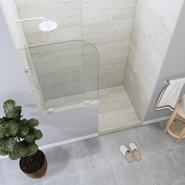 Tela™ Right Open Single Shower Round Screen with left knee Wall-2