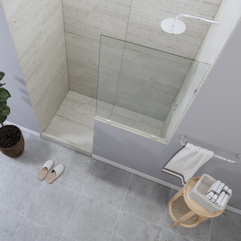 Tela™ Left Open Single Shower Screen with right knee Wall-2