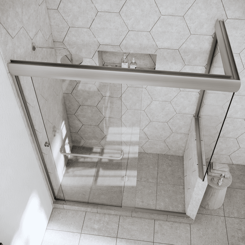 Slider™ Linear Corner Sliding Shower Door with Right Knee Wall-2