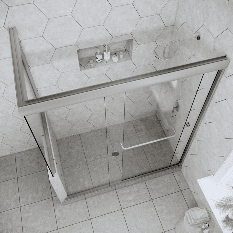 Slider™ Linear Corner Sliding Shower Door with Left Knee Wall-3