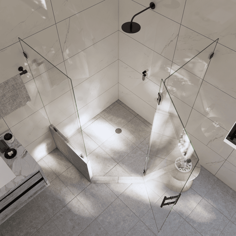 Luxe™ Left Open Neo Angle Shower Door with Left Knee Wall-3