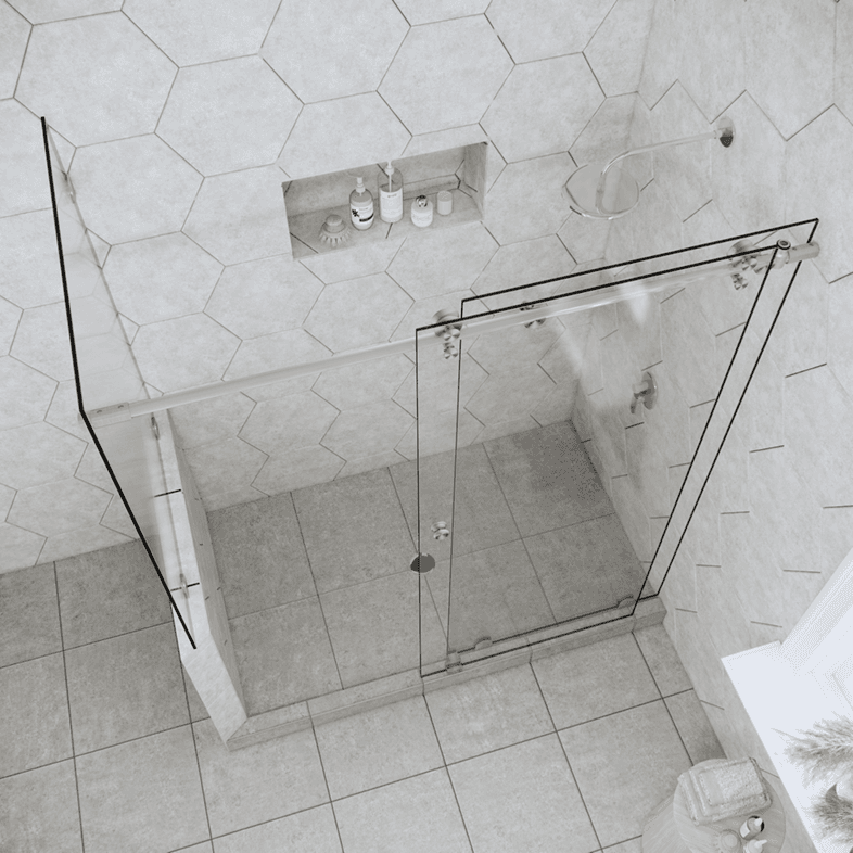 Slider™ Right Open Metro Sliding Corner Shower Door with Left Knee Wall-3