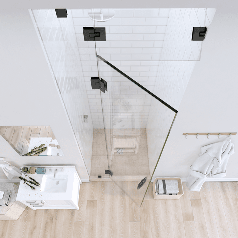 Prima™ Right Open Door & Panel Shower Door with Steam Shower Transom-3