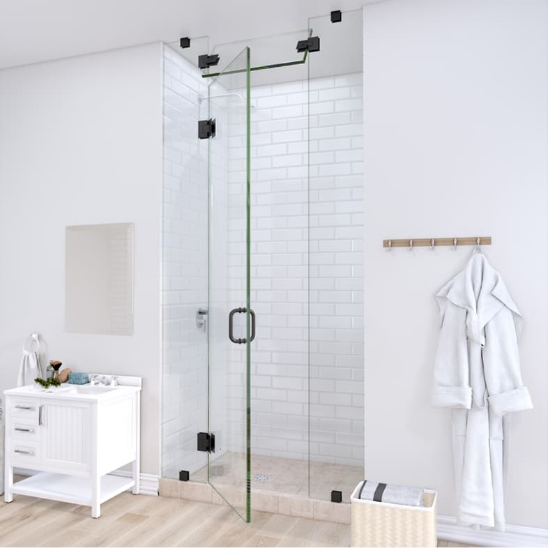 Prima™ Right Open Door & Panel Shower Door with Steam Shower Transom-1