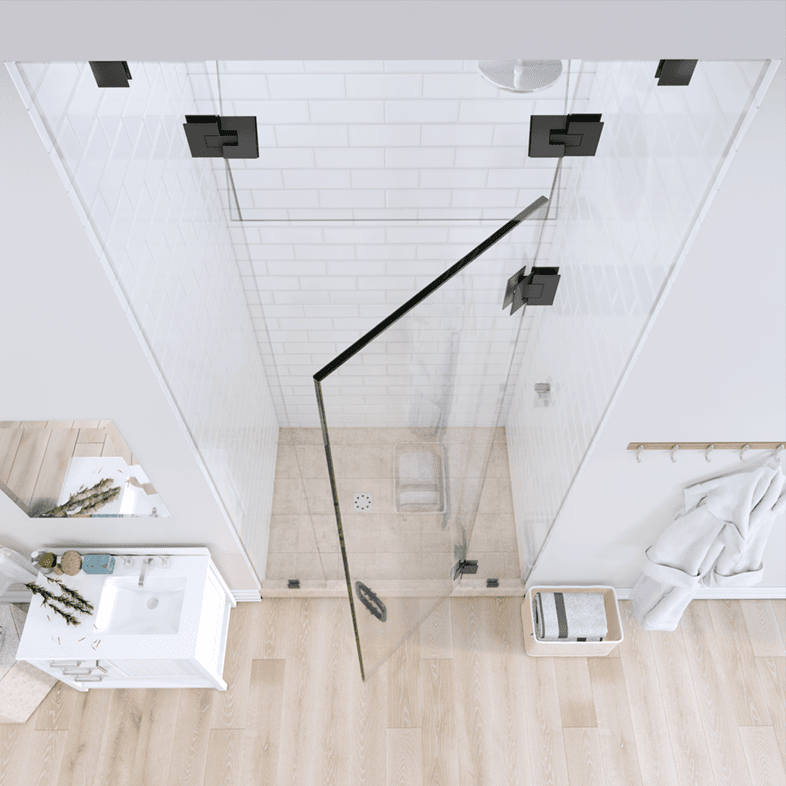 Prima™ Left Open Door & Panel Shower Door with Steam Shower Transom-2