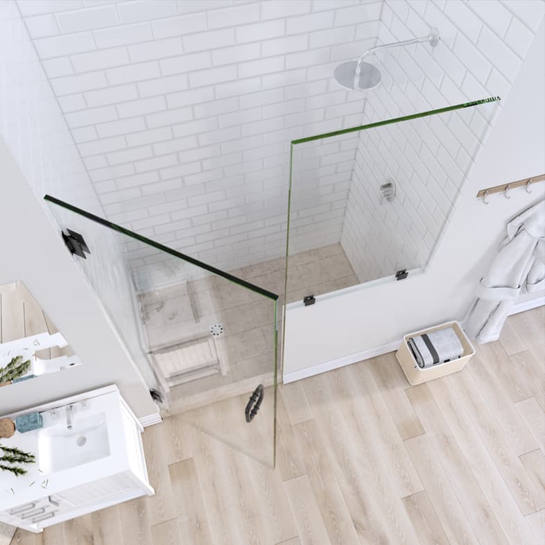 Prima™ Left Open Door & Panel Shower Door with right knee Wall-3