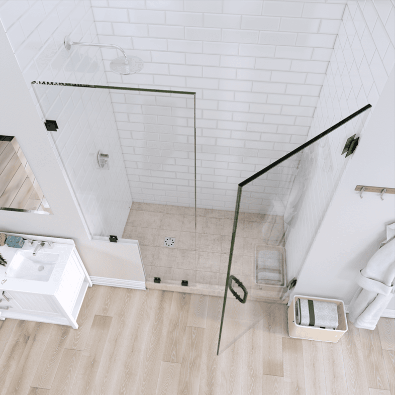 Prima™ Left Open Door & Panel Shower Door with Left Knee Wall-2