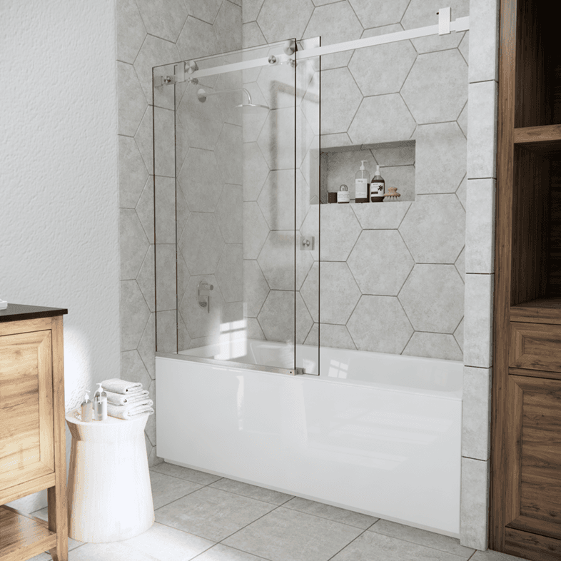 Bathtub Enclosures Left Open Quadro Sliding Bathtub Door-2