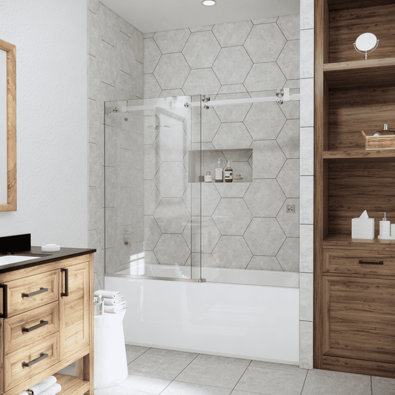 Bathtub Enclosures Left Open Quadro Sliding Bathtub Door-3