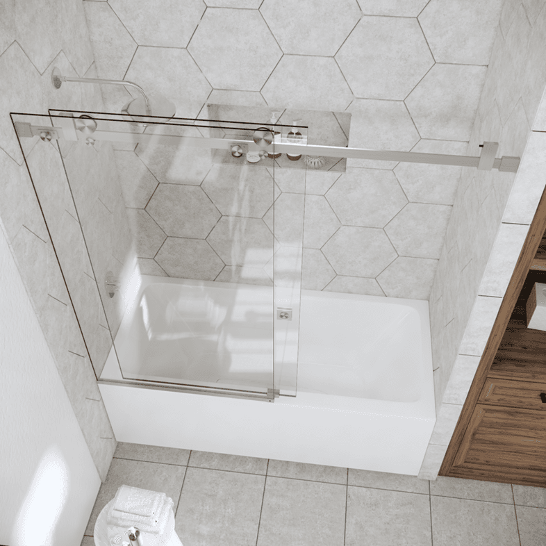 Bathtub Enclosures Left Open Quadro Sliding Bathtub Door-0