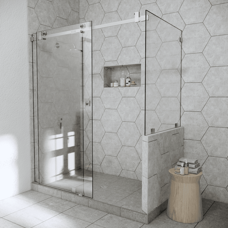 Slider™ Left Open Quadro Sliding Shower Door with Right Knee Wall-2