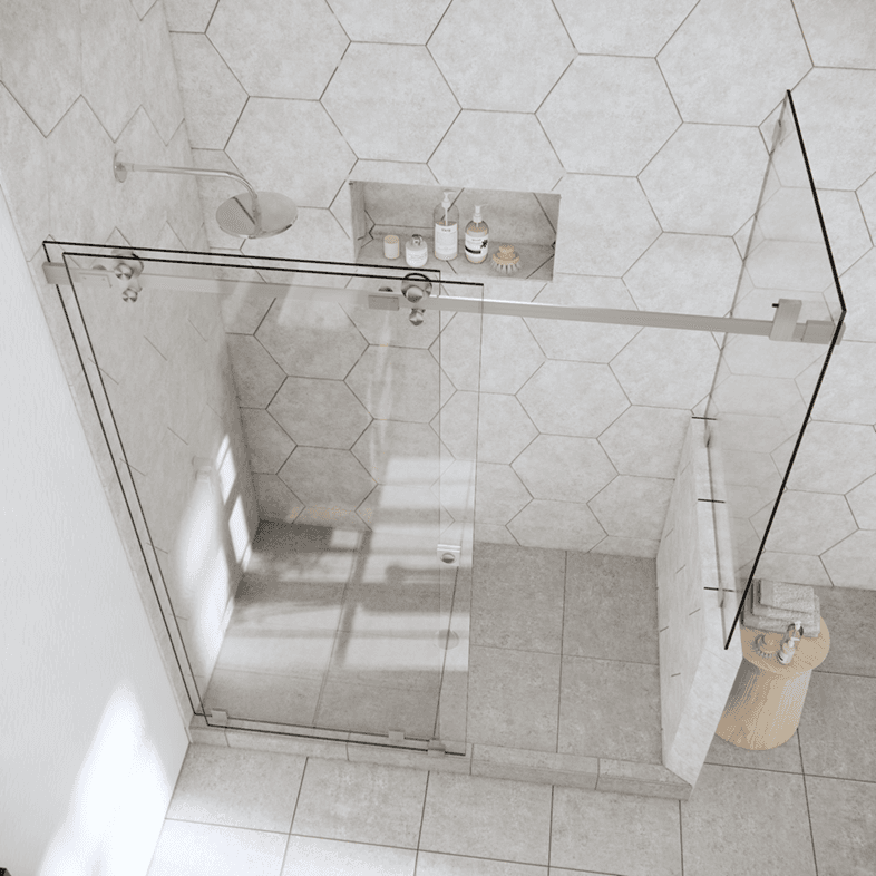 Slider™ Left Open Quadro Sliding Shower Door with Right Knee Wall-3