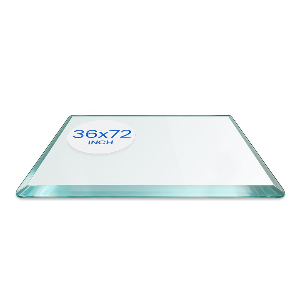36" x 72" Rectangle Tempered Glass Table Top - 3/8" Thick - Bevel Edge - Radius Corners | Dulles Glass