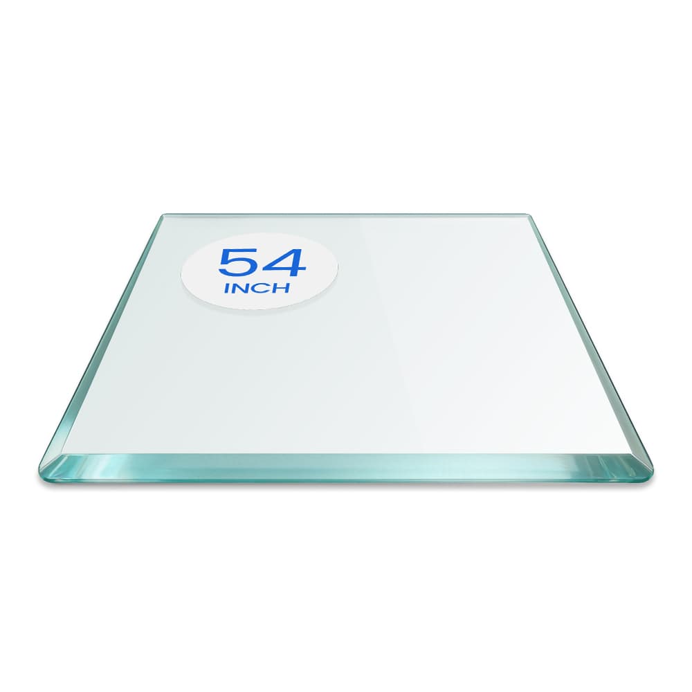 54" Square Tempered Glass Table Top - 1/2" Thick - Bevel Edge - Radius Corners | Dulles Glass