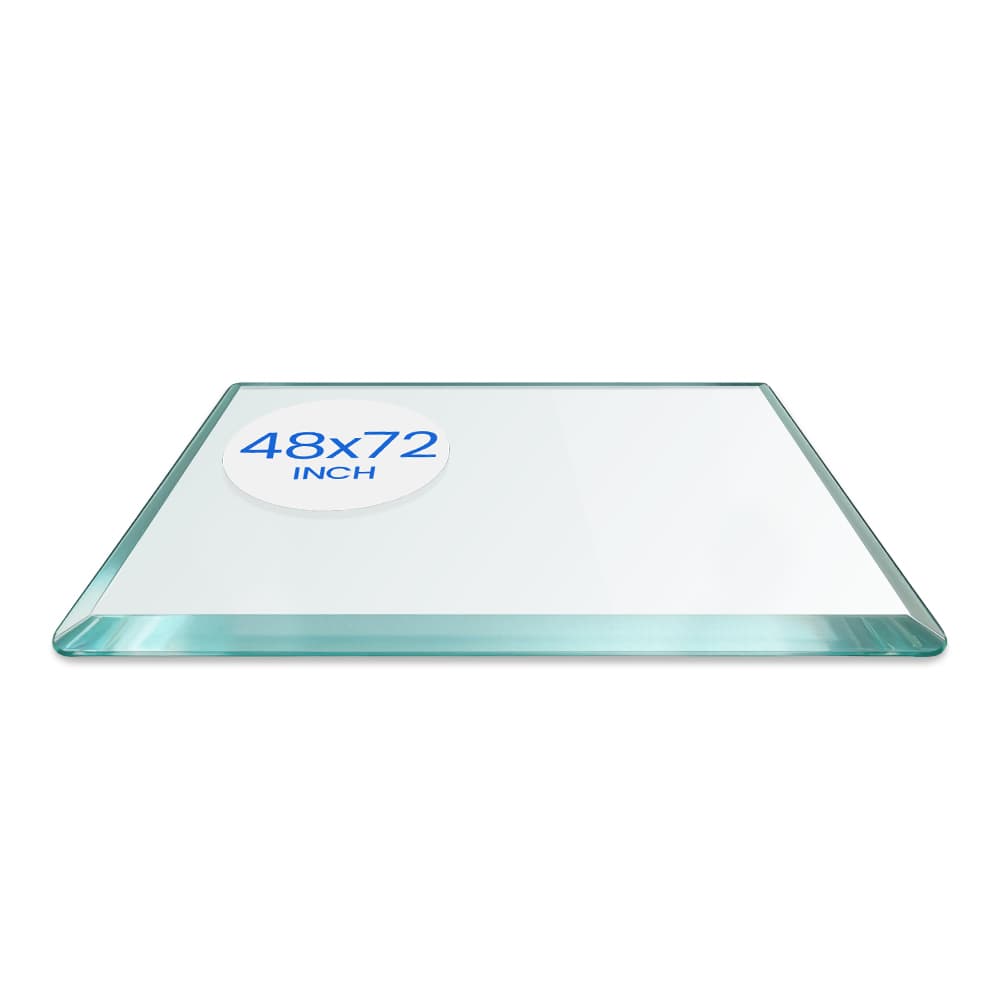 48" x 72" Rectangle Tempered Glass Table Top - 3/8" Thick - Bevel Edge - Radius Corners | Dulles Glass
