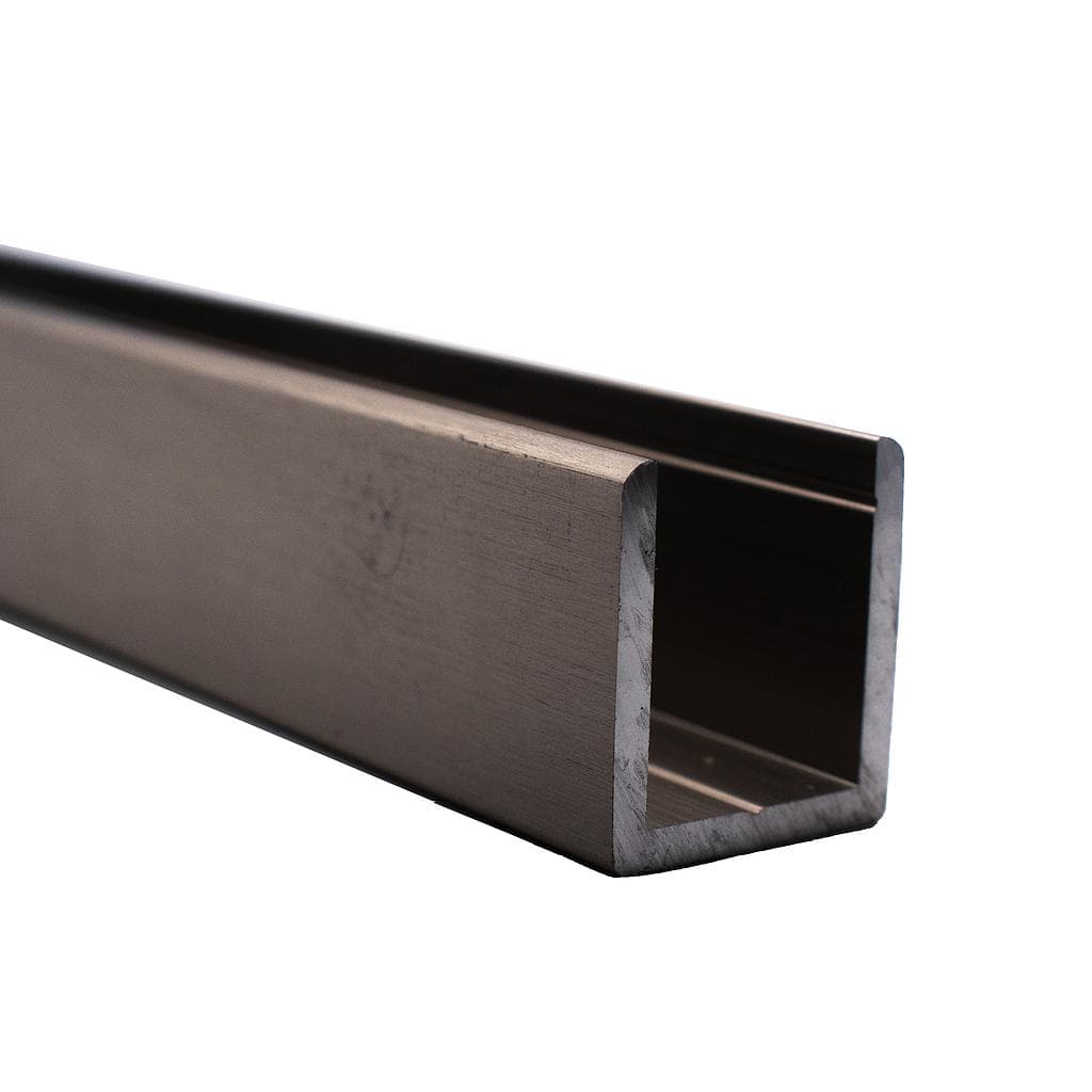95" Long Deep Wet Glaze U-Channel for 1/2" (12mm) Thick Glass