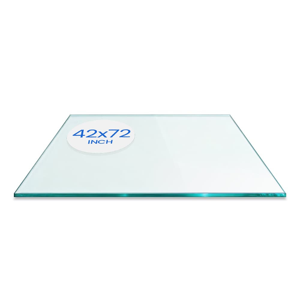 42" x 72" Rectangle Tempered Glass Table Top - 1/4" Thick - Flat Edge - Eased Corners | Dulles Glass