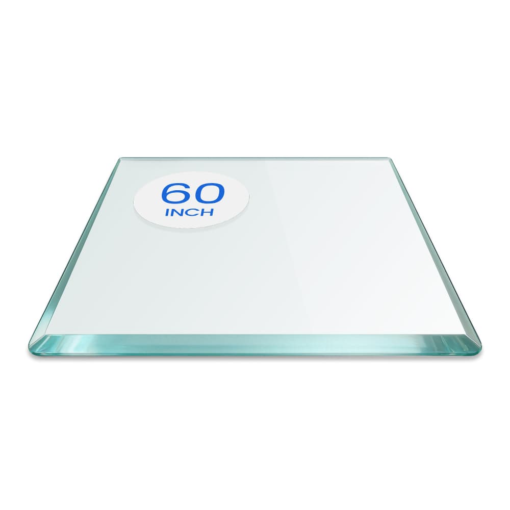 60" Square Tempered Glass Table Top - 1/2" Thick - Bevel Edge - Radius Corners | Dulles Glass