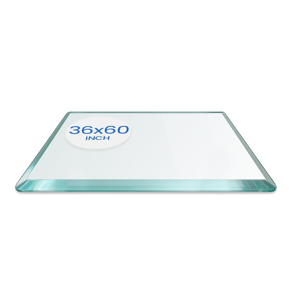 36" x 60" Rectangle Tempered Glass Table Top - 3/8" Thick - Bevel Edge - Radius Corners | Dulles Glass