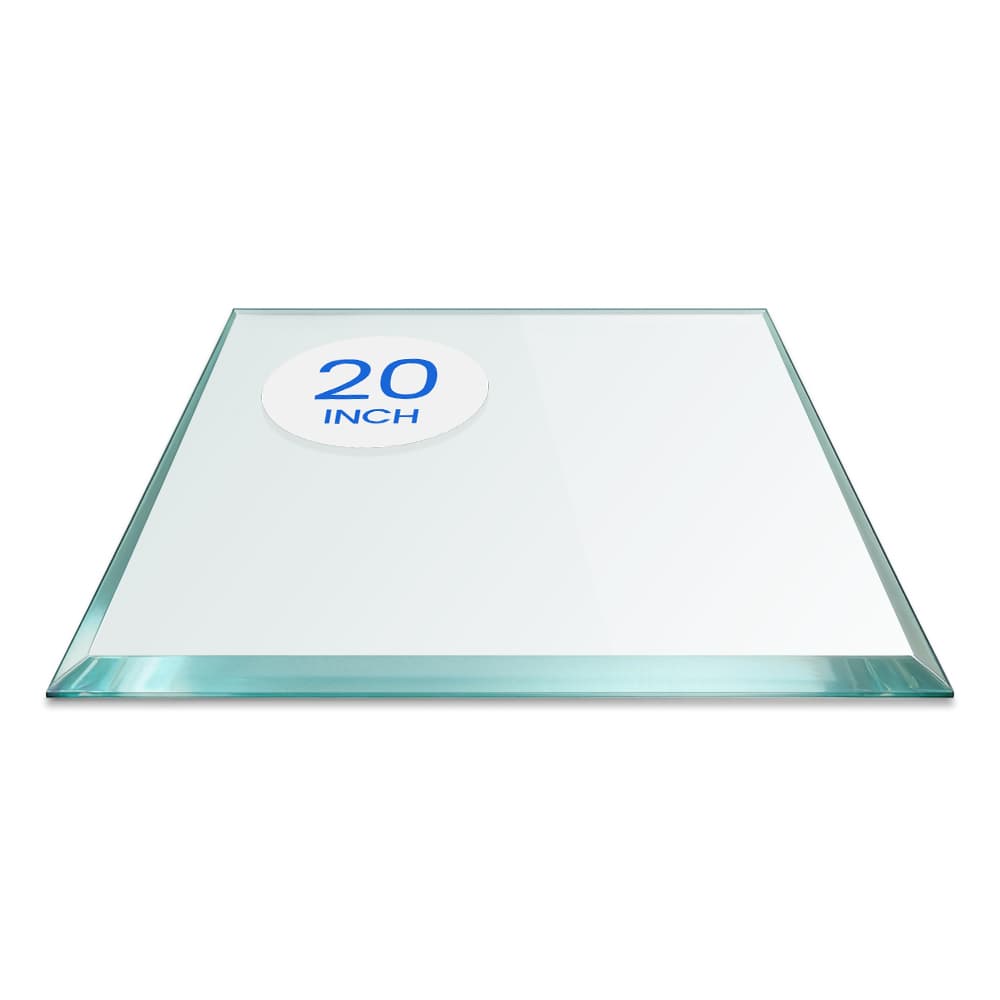 20" Square Tempered Glass Table Top - 1/2" Thick - Bevel Edge - Eased Corners | Dulles Glass