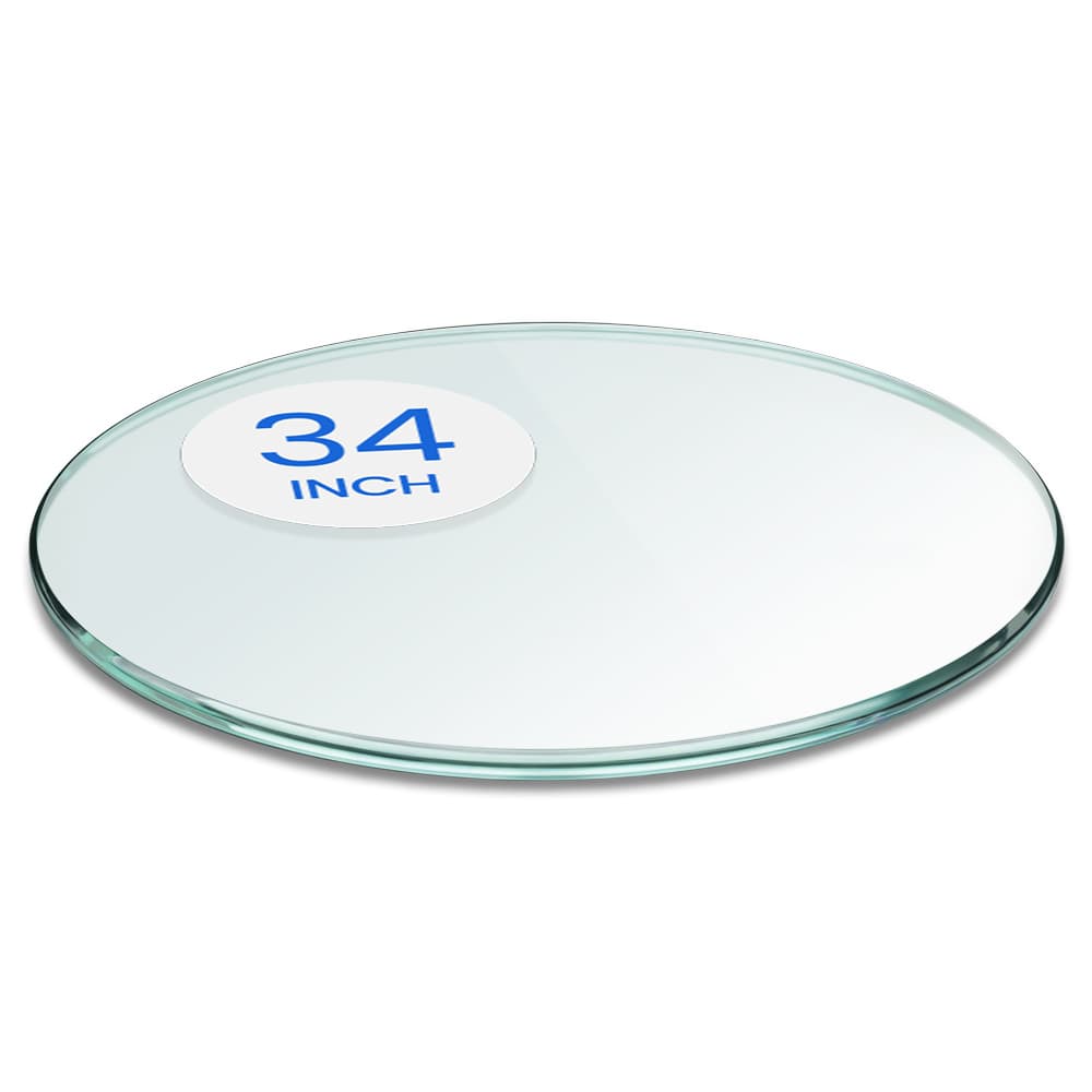 34” Round Tempered Glass Table Top - 3/8" Thick - Pencil Edge | Dulles Glass
