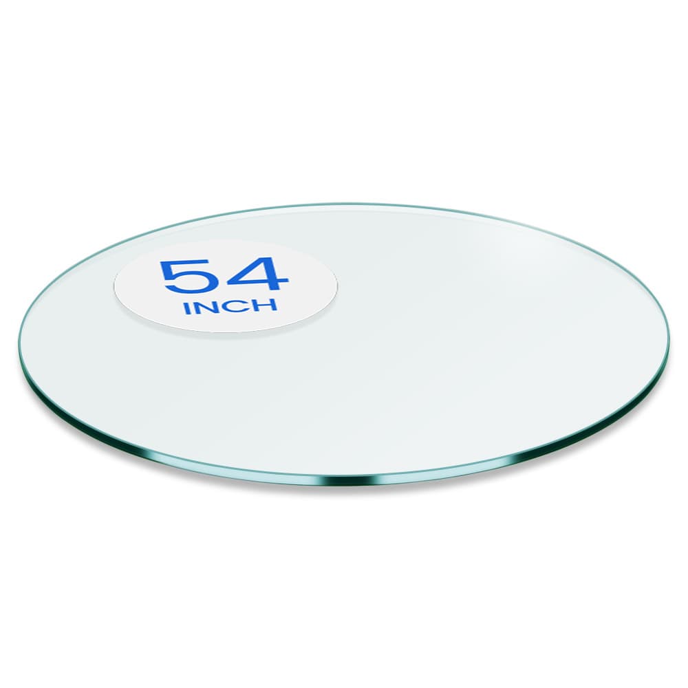 54" Round Tempered Glass Table Top - 1/2" Thick - Flat Edge | Dulles Glass