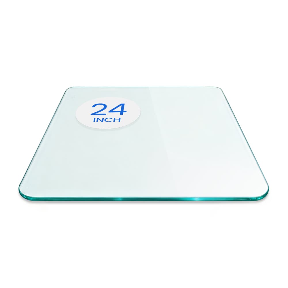 24" Square Tempered Glass Table Top - 3/8" Thick - Flat Edge - Radius Corners | Dulles Glass