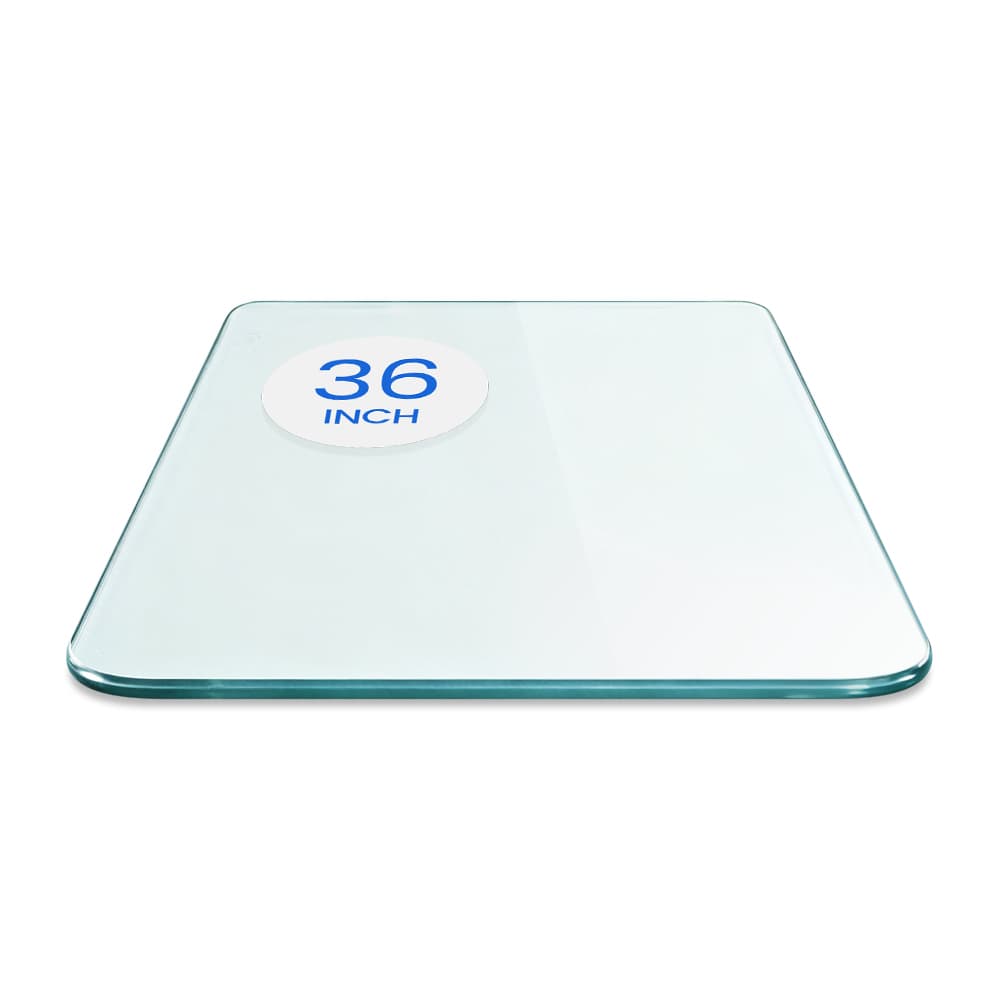 36" Square Tempered Glass Table Top - 3/8" Thick - Pencil Edge - Radius Corners | Dulles Glass