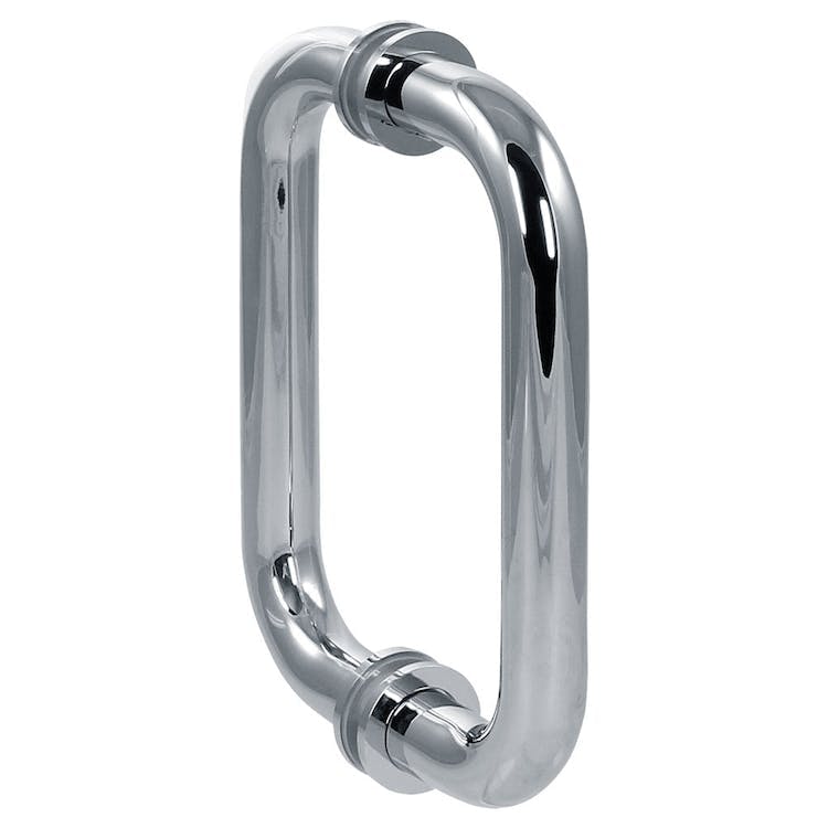 Chrome Shower door handle with white background