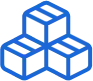 blue icon depicting three boxes