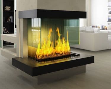 Modern fireplace design featuring custom glass panels for a sleek look, emphasizing the beauty of tempered glass and its integration into home dÚcor.