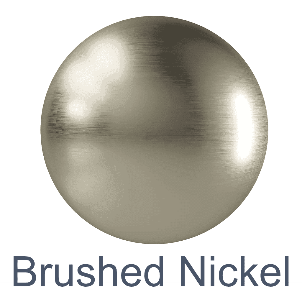 Brushed nickel finish sample for custom glass products, ideal for shower doors, table tops, and mirrors.