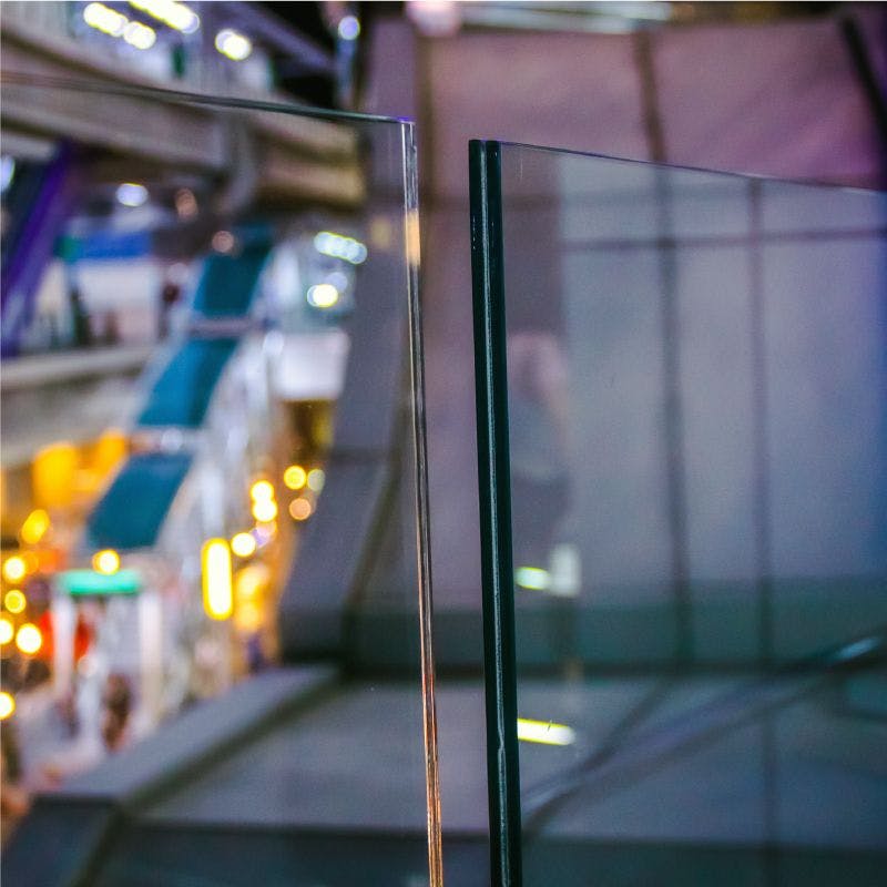 urban scene. Laminated glass with city lights in background