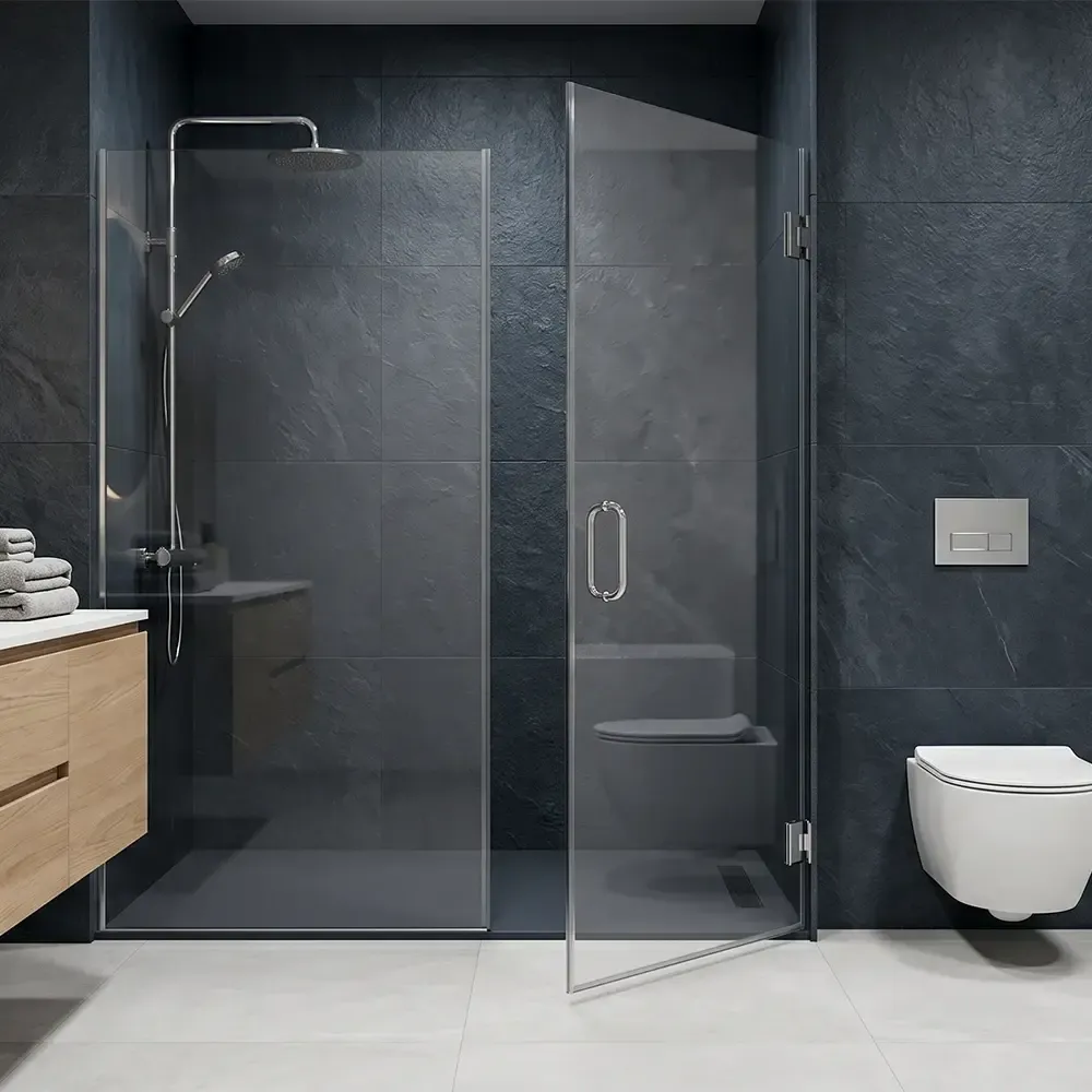 How much clearance does a hinged shower door need guide from Dulles Glass