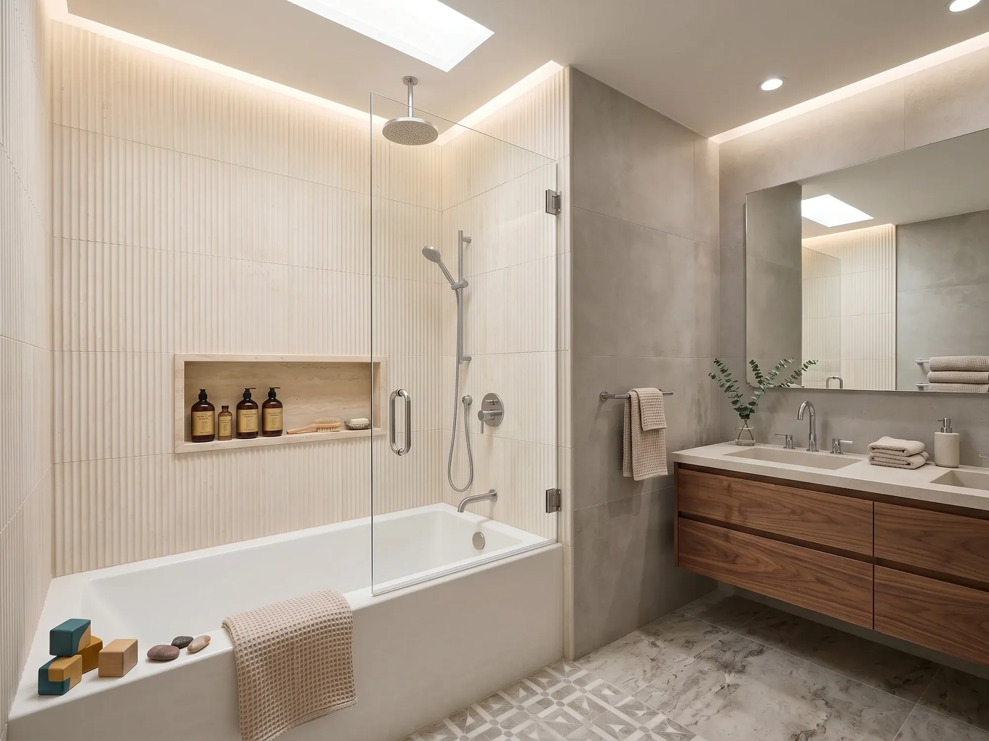 Fixed tub panel versus a pivoting bathtub screen that swings outward for tub access